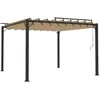Image de Tonnelle Avec Toit À Persienne 3x3 M Taupe Tissu Et Aluminium Vidaxl