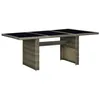 Image de vidaXL Table de jardin Marron Résine tressée et verre trempé