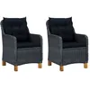 Image de Chaises De Jardin Avec Coussins Lot De 2 Résine Tressée Vidaxl