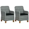 Image de Chaises De Jardin Avec Coussins Lot De 2 Résine Tressée Vidaxl