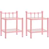 Image de Tables De Chevet 2 Pcs Rose Et Transparent Métal Et Verre Vidaxl
