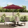 Image de Parasol De Jardin Avec Lumières Led Mât En Acier Rouge Bordeaux Vidaxl