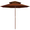 Image de Parasol À Deux Étages Avec Mât En Bois Terre Cuite 270 Cm Vidaxl