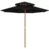 Image de Parasol À Deux Étages Avec Mât En Bois Noir 270 Cm Vidaxl
