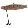 Image de Parasol De Jardin Suspendu Avec Mât Taupe Bois De Sapin Massif Vidaxl