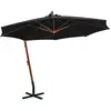 Image de Parasol De Jardin Suspendu Avec Mât Noir Bois De Sapin Massif Vidaxl