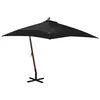 Image de vidaXL Parasol de Jardin Suspendu avec Mât Pare-soleil de Patio Abri de Soleil Parasol de Terrasse Noir 3x3 m Bois de 313778