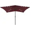 Image de Parasol De Jardin Avec Led Et Mât En Acier Rouge Bordeaux 2x3 M Vidaxl
