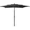 Image de Parasol De Jardin À 3 Niveaux Avec Mât En Aluminium Noir Vidaxl