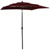Image de Parasol De Jardin À 3 Niveaux Mât En Aluminium Rouge Bordeaux Vidaxl
