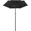 Image de Parasol De Jardin À 3 Niveaux Avec Mât En Aluminium Noir Vidaxl