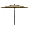 Image de vidaXL Parasol de jardin à 3 niveaux avec mât en aluminium taupe 3 m 313871