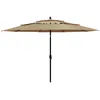 Image de Parasol De Jardin À 3 Niveaux Avec Mât En Aluminium Taupe 3,5 M Vidaxl