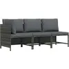 Image de Salon De Jardin 3 Pcs Avec Coussins Résine Tressée Gris Vidaxl