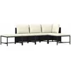 Image de vidaXL Salon de jardin 5 pcs avec coussins Noir Résine tressée