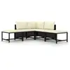 Image de Salon de jardin 5 pcs avec coussins noir résine tressée