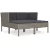 Image de Vidaxl salon de jardin 4 pcs avec coussins résine tressée gris