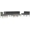 Image de Vidaxl salon de jardin 9 pcs avec coussins résine tressée gris