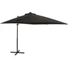 Image de Parasol De Jardin En Porte-à-faux Et Mât Et Lumières Led Noir Vidaxl