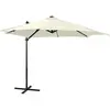 Image de Parasol De Jardin En Porte-à-faux Et Mât Et Lumières Led Sable Vidaxl