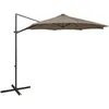 Image de Parasol De Jardin En Porte-à-faux Et Mât Et Lumières Led Taupe Vidaxl