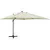 Image de Parasol De Jardin En Porte-à-faux Et Mât Et Lumières Led Sable Vidaxl