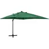 Image de Parasol De Jardin En Porte-à-faux Et Mât Et Lumières Led Vert Vidaxl