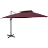 Image de Parasol De Jardin En Porte-à-faux À Double Toit Rouge Bordeaux Vidaxl