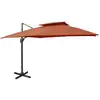Image de Parasol De Jardin En Porte-à-faux Avec Double Toit Terre Cuite Vidaxl