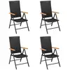 Image de Chaises De Jardin Lot De 4 Résine Tressée Noir Vidaxl