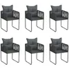 Image de Chaises D'extérieur Lot De 6 Avec Oreillers Résine Tressée Noir Vidaxl