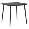 Image de Table À Dîner De Jardin Noir 80x80x74 Cm Acier Et Verre Vidaxl