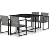 Image de vidaXL Ensemble à manger dextérieur 5pcs coussins résine tressée gris 313117