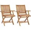 Image de Chaises De Jardin Pliables Lot De 2 Bois De Teck Massif Vidaxl