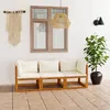 Image de vidaXL Canapé de jardin à 3 places avec coussin Crème Bois dacacia 3057638