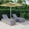 Image de Chaises Longues De Jardin Table À Thé 3 Pcs Résine Tressée Gris Vidaxl
