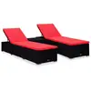 Image de Chaises Longues De Jardin Table À Thé 3 Pcs Résine Tressée Noir Vidaxl