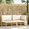 Image de Salon De Jardin 2 Pcs Avec Coussins Blanc Crème Bambou Vidaxl