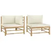 Image de Salon de jardin - vidaXL - 2 pcs - Bambou - Coussins blanc crème - Contemporain