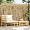 Image de Salon De Jardin 2 Pcs Avec Coussins Blanc Crème Bambou Vidaxl