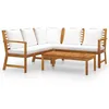 Image de vidaXL Salon de jardin 4 pcs avec coussin Crème Bois dacacia solide 3057769