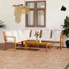 Image de vidaXL Salon de jardin 5 pcs avec coussin Crème Bois dacacia solide 3057773