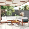 Image de vidaXL Salon de jardin 8 pcs avec coussins Crème Bois dacacia solide