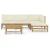 Image de Vidaxl salon de jardin 5 pcs avec coussins blanc crème bambou 3058191