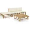 Image de vidaXL Salon de jardin 4 pcs avec coussins blanc crème bambou 3058243