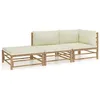 Image de vidaXL Salon de jardin 3 pcs avec coussins blanc crème Bambou