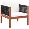 Image de Chaise de jardin - vidaXL - Bois dacacia massif - Coussin blanc cassé - Design rustique - Léger et durable