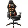 Image de Chaise De Jeu Avec Repose-pied Noir Et Orange Cuir Artificiel Vidaxl