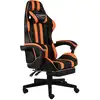 Image de Fauteuil De Jeux Vidéo Et Repose-pied Noir Et Orange Similicuir Vidaxl