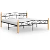 Image de Cadre De Lit Sans Matelas Noir Métal Bois Chêne 200x200 Cm Vidaxl